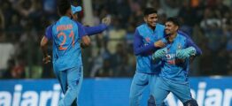 India won the first T20 by four wickets on Mavi's debut
