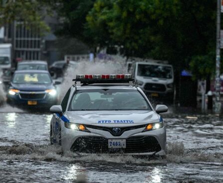 Heavy rains flood New York City, partially halting subways