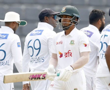 Vishwa got four wickets and fell behind Bangladesh by 92 runs.