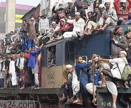 Roads, trains packed with devotees as soon as the first phase of Ijtema ends