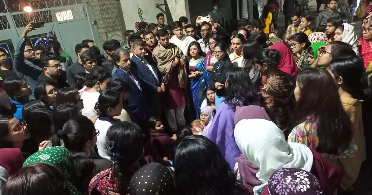 DU students protest demanding resignation of Bangladesh-Kuwait Friendship Hall Provost