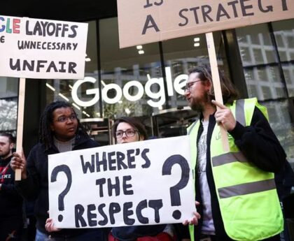 Google workers walk out in London to protest job cuts