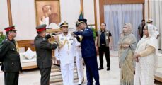 Bangladesh Navy Chief M Nazmul Hasan awarded Admiral Rank Badge