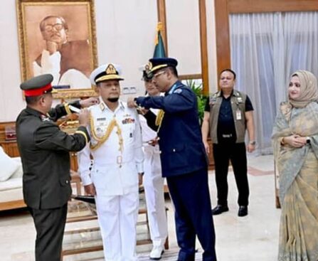 Bangladesh Navy Chief M Nazmul Hasan awarded Admiral Rank Badge