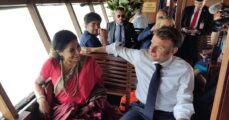 Emmanuel Macron enjoys boat trip by Friendship