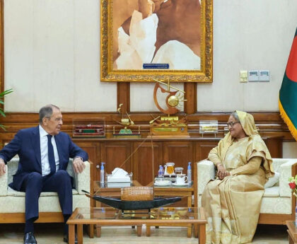 Russian Foreign Minister Sergei Lavrov paid a courtesy call on Prime Minister Sheikh Hasina