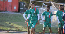 Soccer players take part in the first training session in Australia