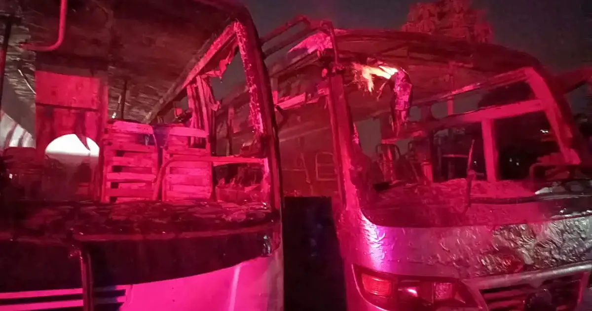 Two buses were set on fire in Mirpur